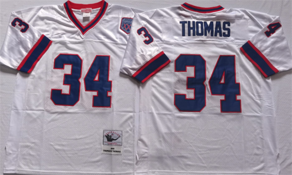 Men's Buffalo Bills Customized White Mitchell & Ness Throwback Football Stitched Jersey